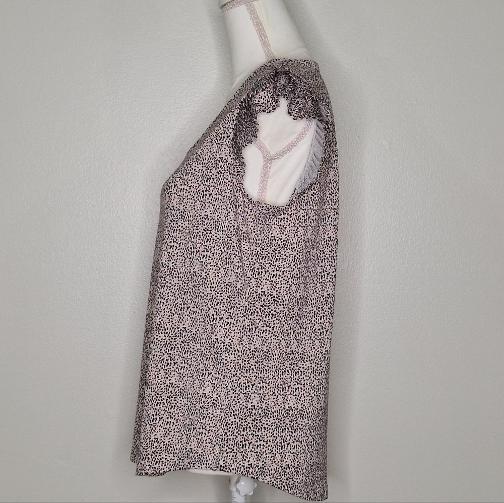 Adrianna Papell V-Neck Top With Pleated Flutter Sleeves - Picture 2 of 12